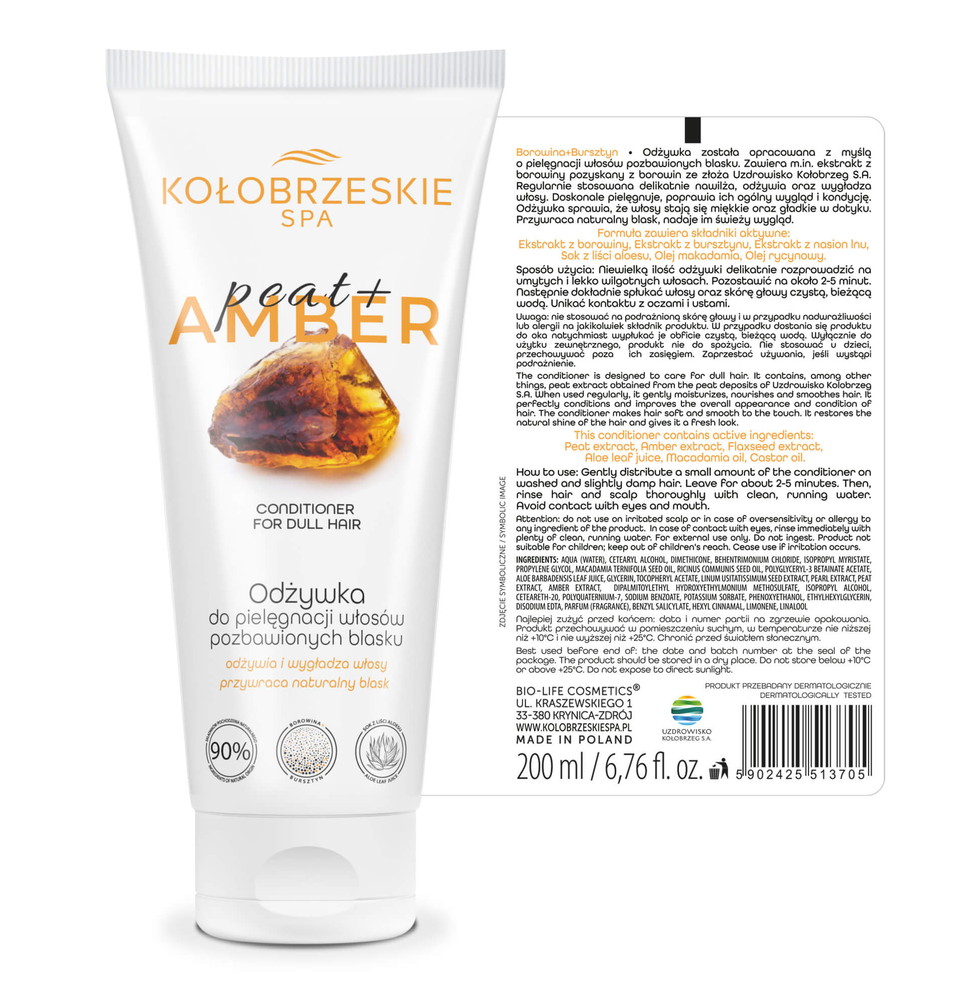 Borowina+ Bursztyn Odżywka do włosów pozbawionych blasku KołobrzeskieSPA