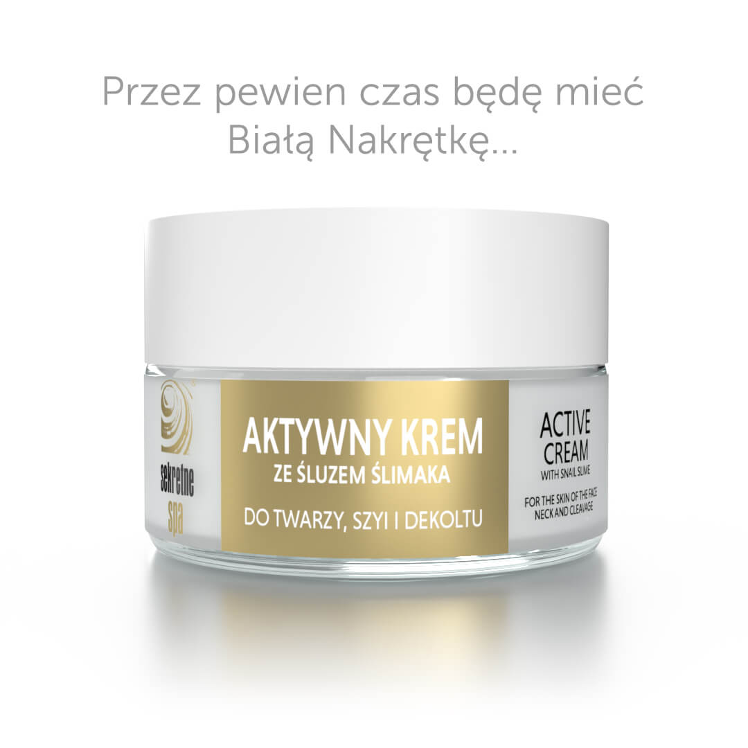 Aktywny krem ze śluzem ślimaka do twarzy, szyi i dekoltu SekretneSPA