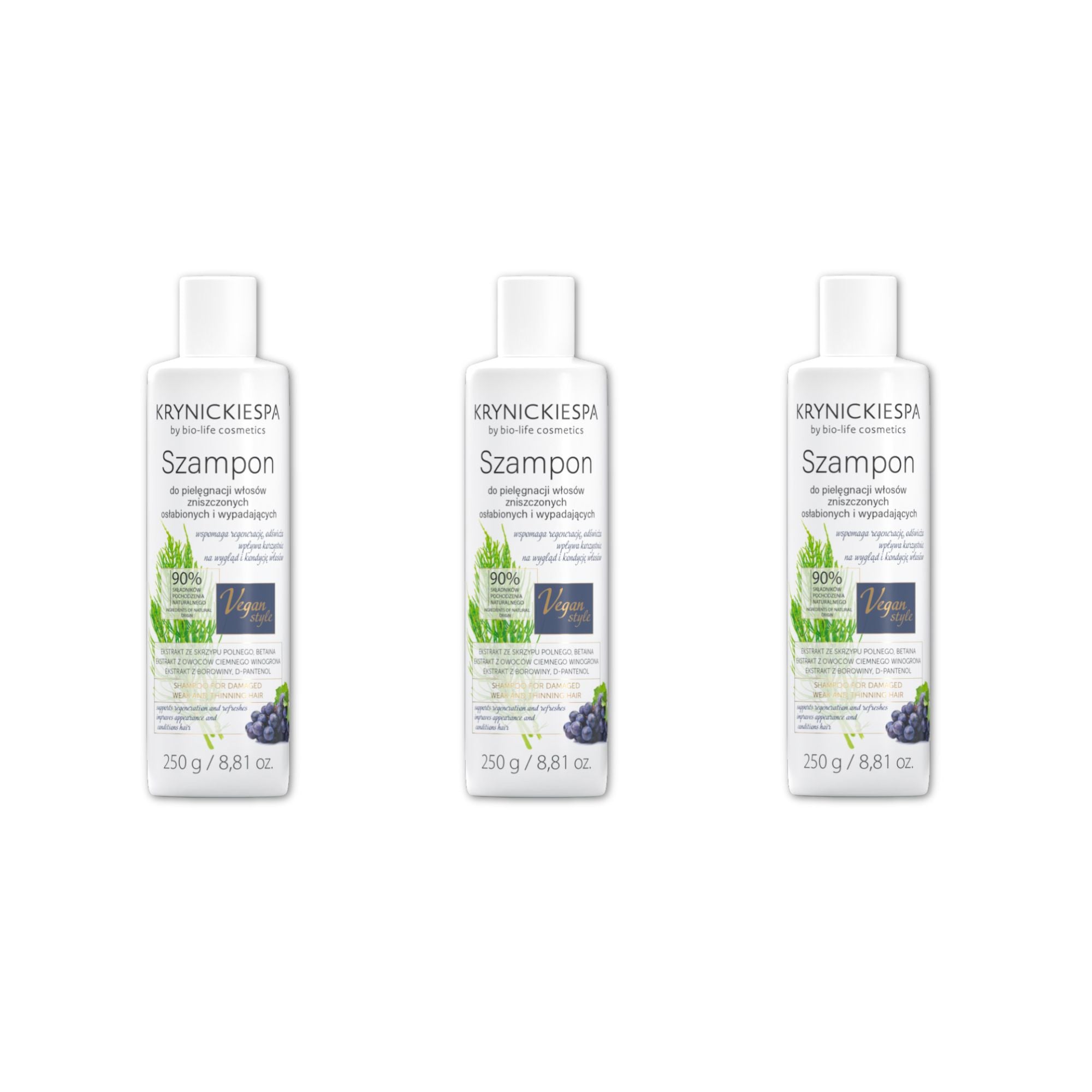 Szampon do włosów zniszczonych, osłabionych i wypadających KrynickieSPA