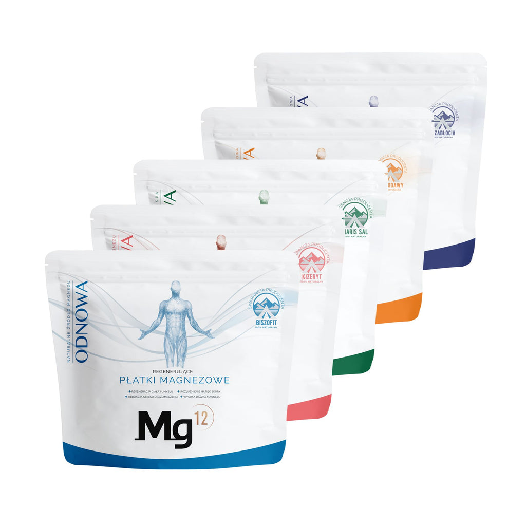 Zestaw Mg12 PIĄTKA: Biszofit, Kizeryt, Maris Sal, Kłodawa, Zabłocie